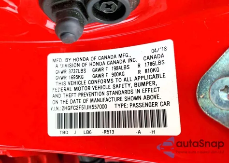 2018 Honda Civic Lx из США, поврежденный, VIN 2HGFC2F51JH557000